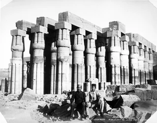 View of the Colonnade of the Court of Amenhotep III at Luxor, c.1880